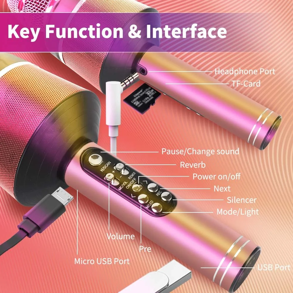 EONKO Q008 Karaoke Microphone for Kids, Wireless - Image 2